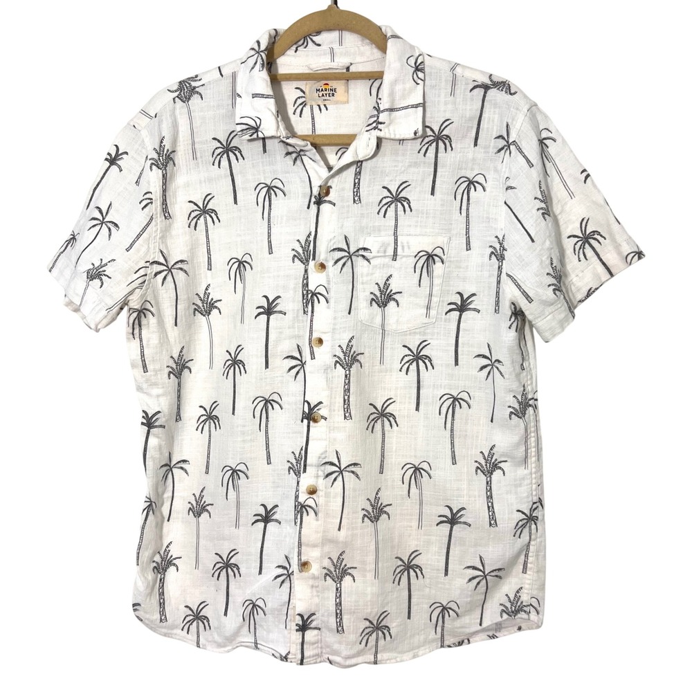 Marine Layer Button Down Shirt Mens‎ S White Short Sleeve Tropical  Vacation